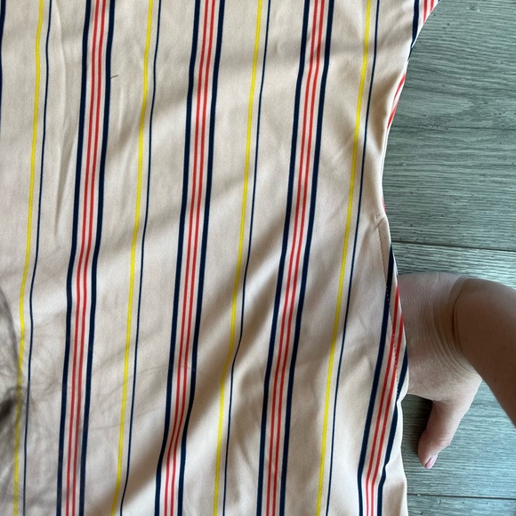 LuLaRoe Marly Short Sleeve Multicolor Striped Knee Length Midi Dress Size Small - Picture 4 of 11
